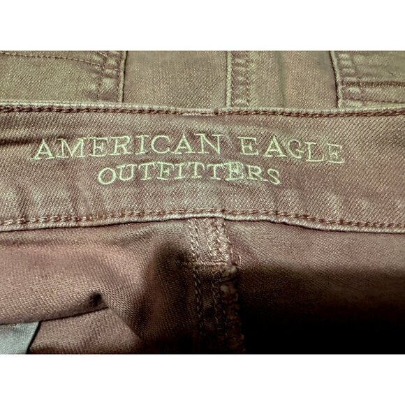 American Eagle Womens Stretch Denim Jean Shorts Sz 2 Mid Rise Distressed Pink - Picture 4 of 5